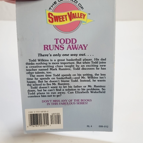 Vintage 1994 Sweet Valley Twins and Friends Todd Runs Away Francine Pascal - Picture 2 of 7